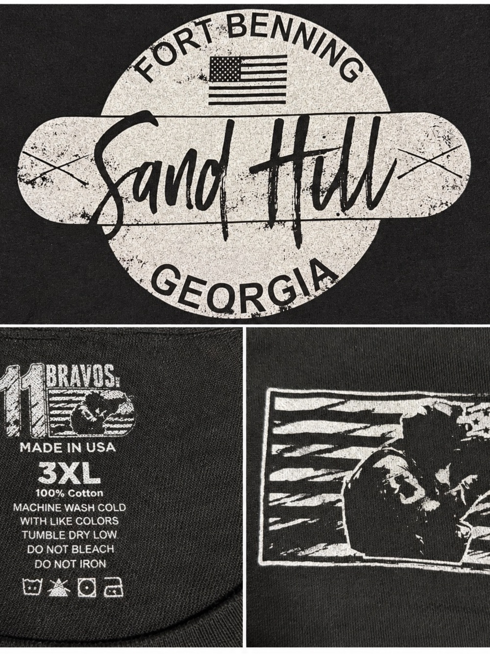 11 Bravos Sand Hill Fort Benning Georgia Graphic Tee - Black